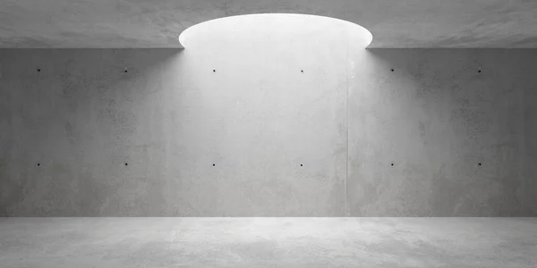 Soyut Boş Modern Beton Oda Tavanda Dairesel Açıklık Kaba Zemin — Stok fotoğraf