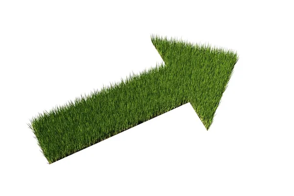 Grüner Graspfeil Über Weißem Hintergrund Saubere Umwelt Oder Entwicklung Zukunftsdenken — Stockfoto