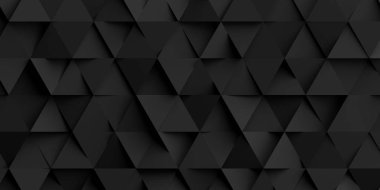 Rastgele döndürülmüş siyah üçgenler arkaplan duvar kağıdı, 3 boyutlu illüstrasyon