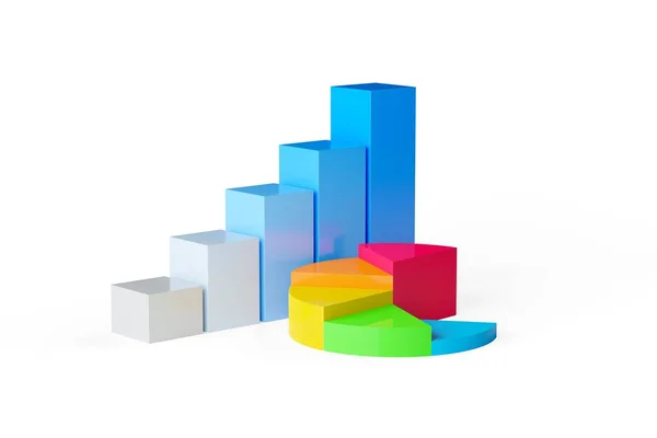 Colourful Pie Chart Bar Graph Business Diagrams White Background Financial — Photo