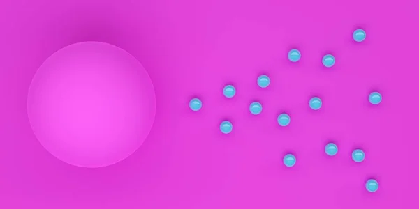 Abstract Modern Minimal Fertilization Concept Many Cyan Blue Spheres Approaching — Stock Photo, Image