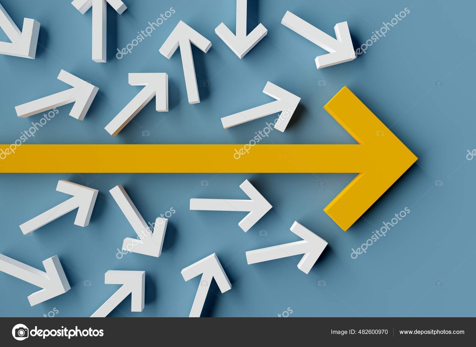 Muchas Flechas Apuntando Diferentes Direcciones Con Una Flecha Que Muestra  — Foto de stock #482600970 © shawn_hempel, image size:1600x1167