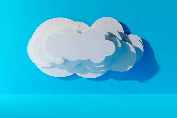 Libro Blanco Cortó Forma Nube Sobre Fondo Azul Concepto Moderno — Foto de Stock