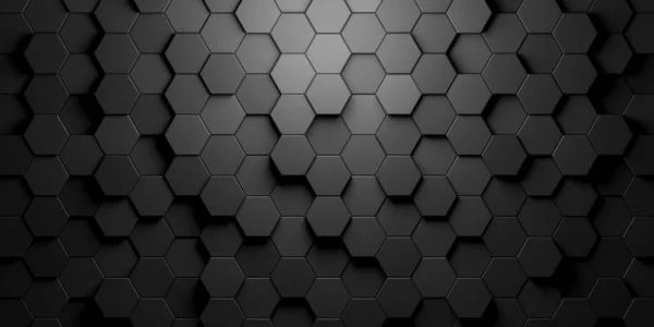 Preto Hexágono Favos Mel Aleatório Deslocado Mosaico Padrão Fundo Abstrato — Fotografia de Stock