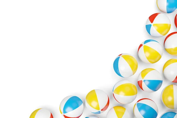 Багато Смугастих Надувних Іграшок Пляжні Кульки Край Рамка Або Рамка — стокове фото