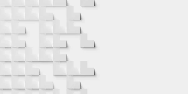 Случайные Наклонные Сдвинутые Белые Блоки Коробки Фоновые Обои Баннер Копировальным — стоковое фото