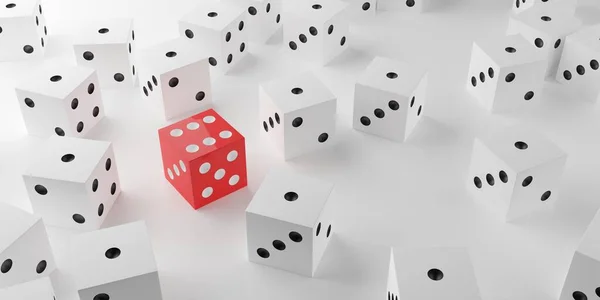 White Dice Showing Number One One Red Dice Showing Number — Stock Photo, Image