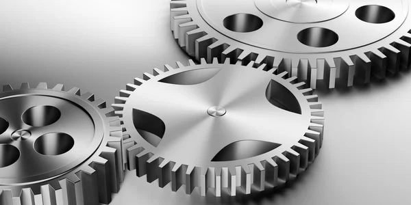 Metallic Gears Cogwheels Metal Background Business Team Teamwork Strategy Concept — Stock Photo, Image