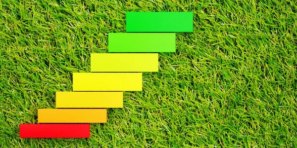 Etiqueta Clasificación Energética Europea Abstracta Sobre Fondo Hierba Concepto Gráfico —  Fotos de Stock