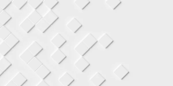 Случайно Вращающийся Скошенный Белый Куб Коробки Блок Фон Обои Баннер — стоковое фото