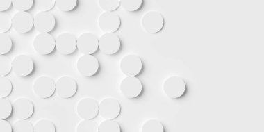 Kopya alanı, 3 boyutlu illüstrasyon ile kaydırılmış beyaz daire veya silindir arkaplan duvar kağıdı pankartı deseni