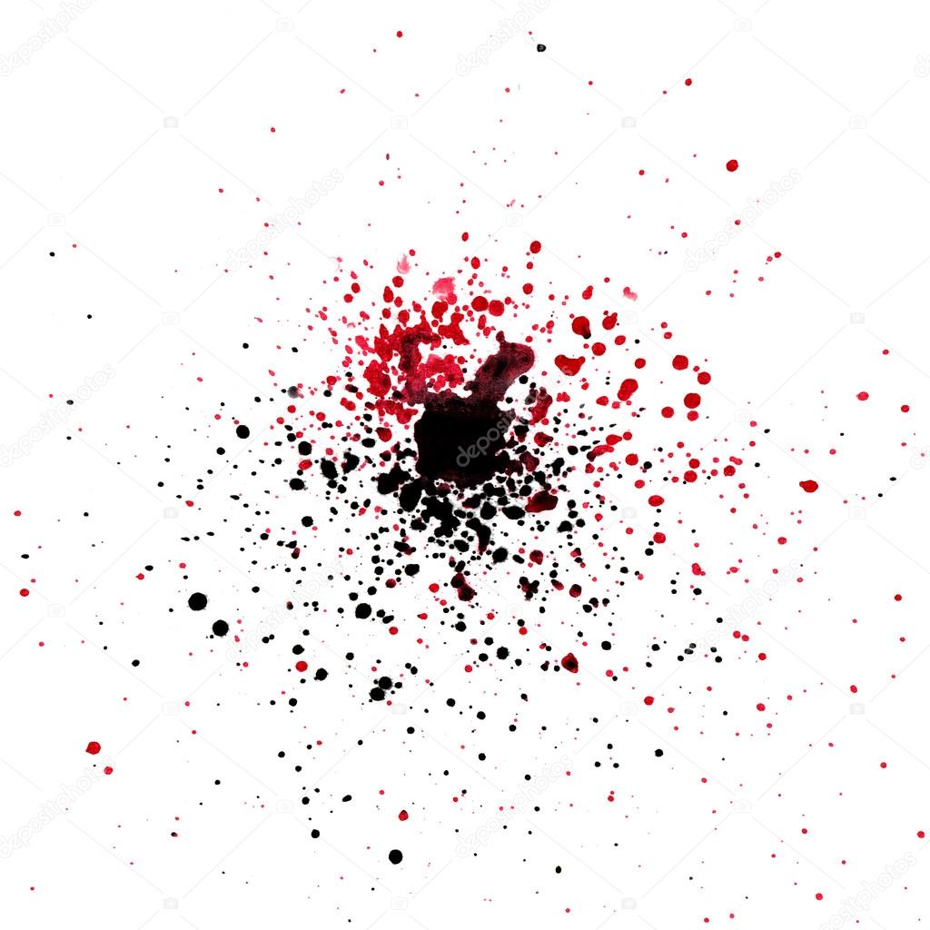 Black and red water color spashes and dots