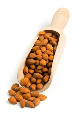 Ahşap Kepçe kırık ve kabuklu badem çekirdekleri