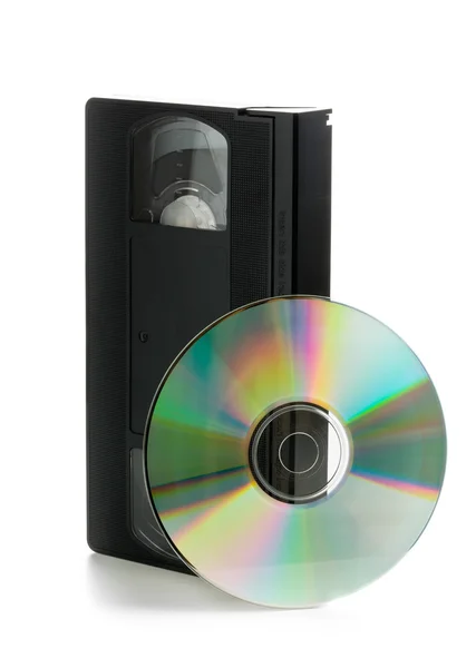 Analogový video kazeta s Dvd disk — Stock fotografie