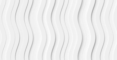 Dikey beyaz eğri çizgiler veya kutular geometri arka plan duvar kağıdı afişi, yukarıdan düz üst görünüm, 3D illüstrasyon