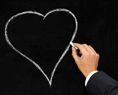 Kalp Tebeşir tahtaya çizim