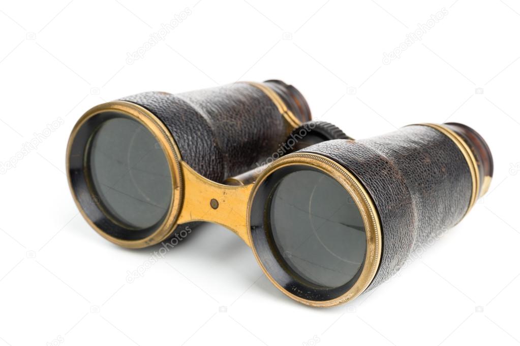 Vintage binoculars on white