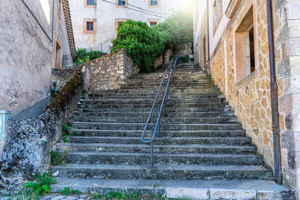 A stone stairs in a city street