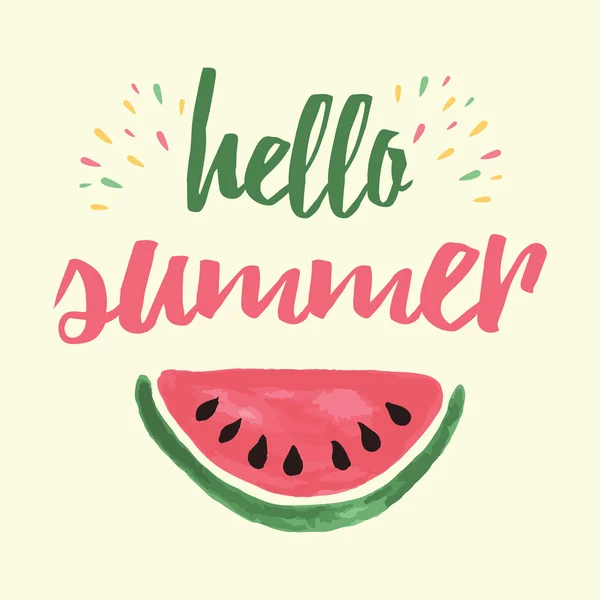 Vector print met watermeloen en belettering. Typografische afdrukbare banner voor zomer ontwerp. — Stockvector