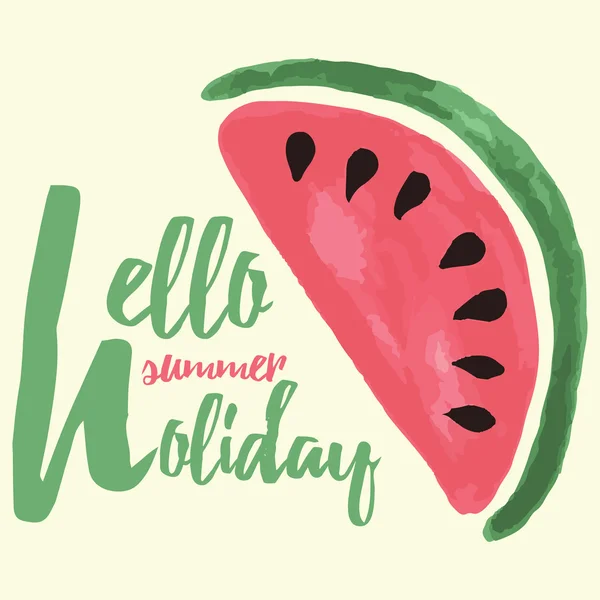 Vector print med vattenmelon och bokstäver. Typografiska utskrivbara banner för sommar design. — Stock vektor