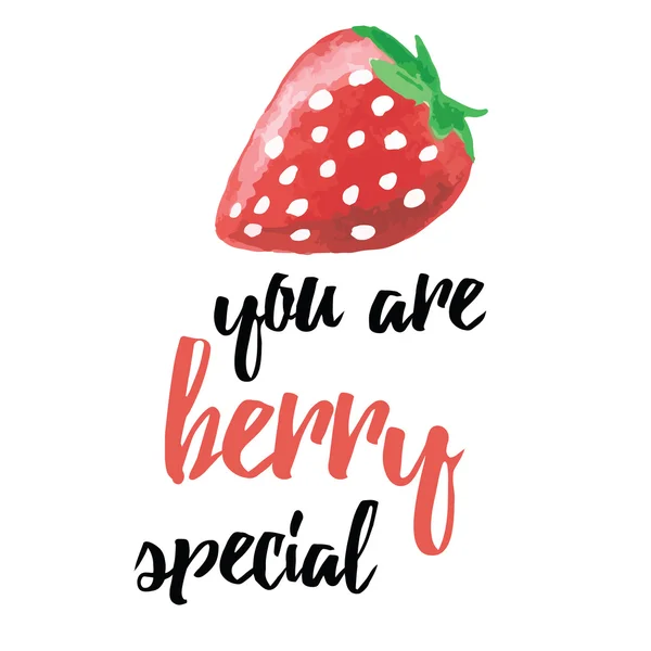 Typografie banner met hand getrokken Berry. Berry achtergrond. — Stockvector