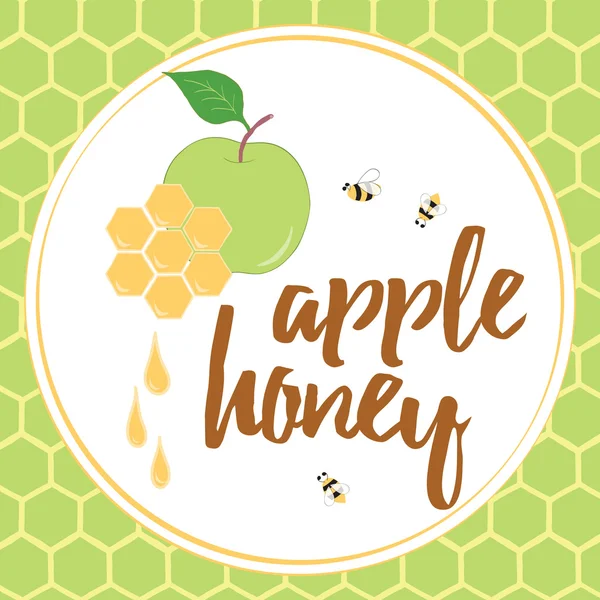 Apple dan Honey Jewish New Year Symbols Vector Illustration - Stok Vektor
