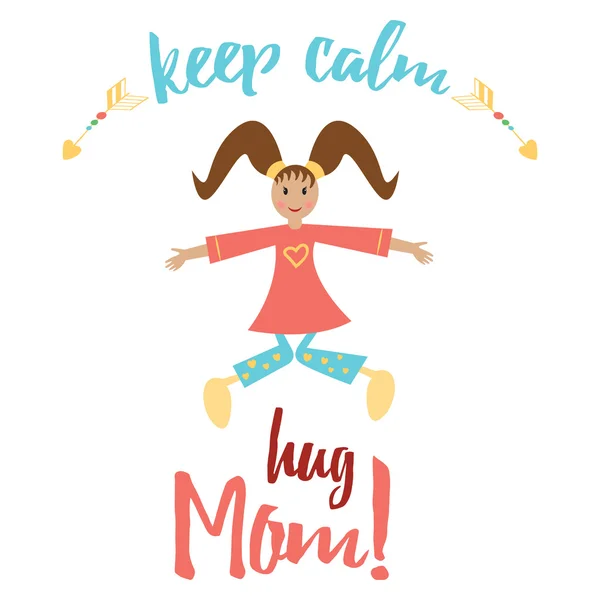 Mantém a calma e abraça a mãe. Inspiração banner positivo para o Dia da Mãe Feliz ou Aniversário . —  Vetores de Stock