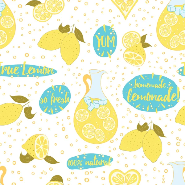 Seamless citrus fruit lemon lemonade pattern. — Stock Vector