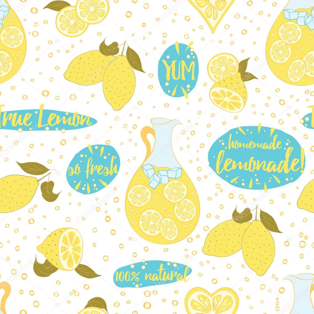 Seamless citrus fruit lemon lemonade pattern.