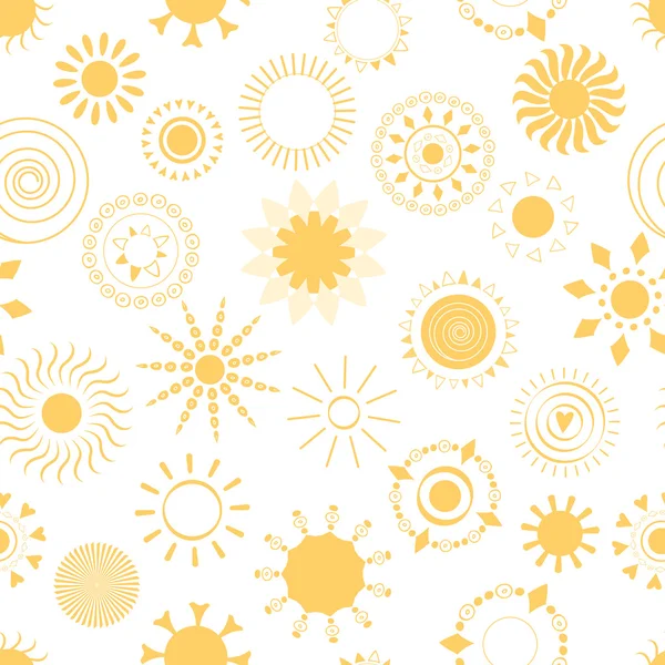 Patrón inconsútil amarillo sol verano . — Vector de stock