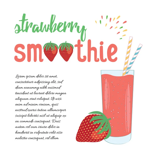 Διάνυσμα smoothie φράουλα. Doodle στυλ. — Διανυσματικό Αρχείο