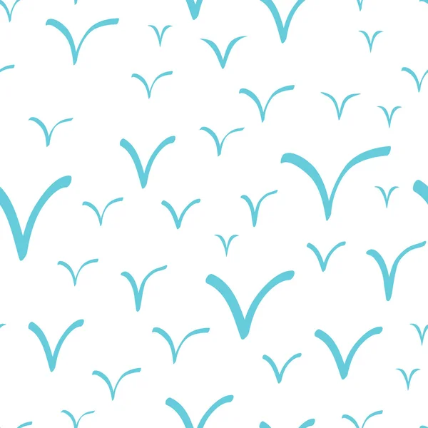 无缝模式与抽象手在白色背景上的绘制的海鸥. — 图库矢量图片
