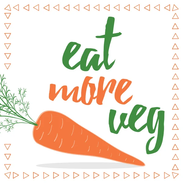 Mat citat. Äter din grönsaker. Ekologisk morot kort. — Stock vektor