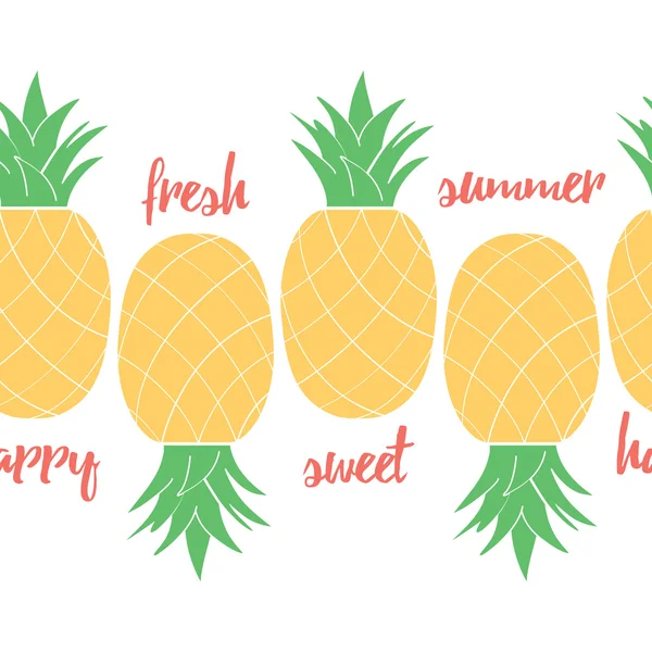 Modelo de cartaz de abacaxi feliz para design de fundo de verão ou cartão de saudação . —  Vetores de Stock
