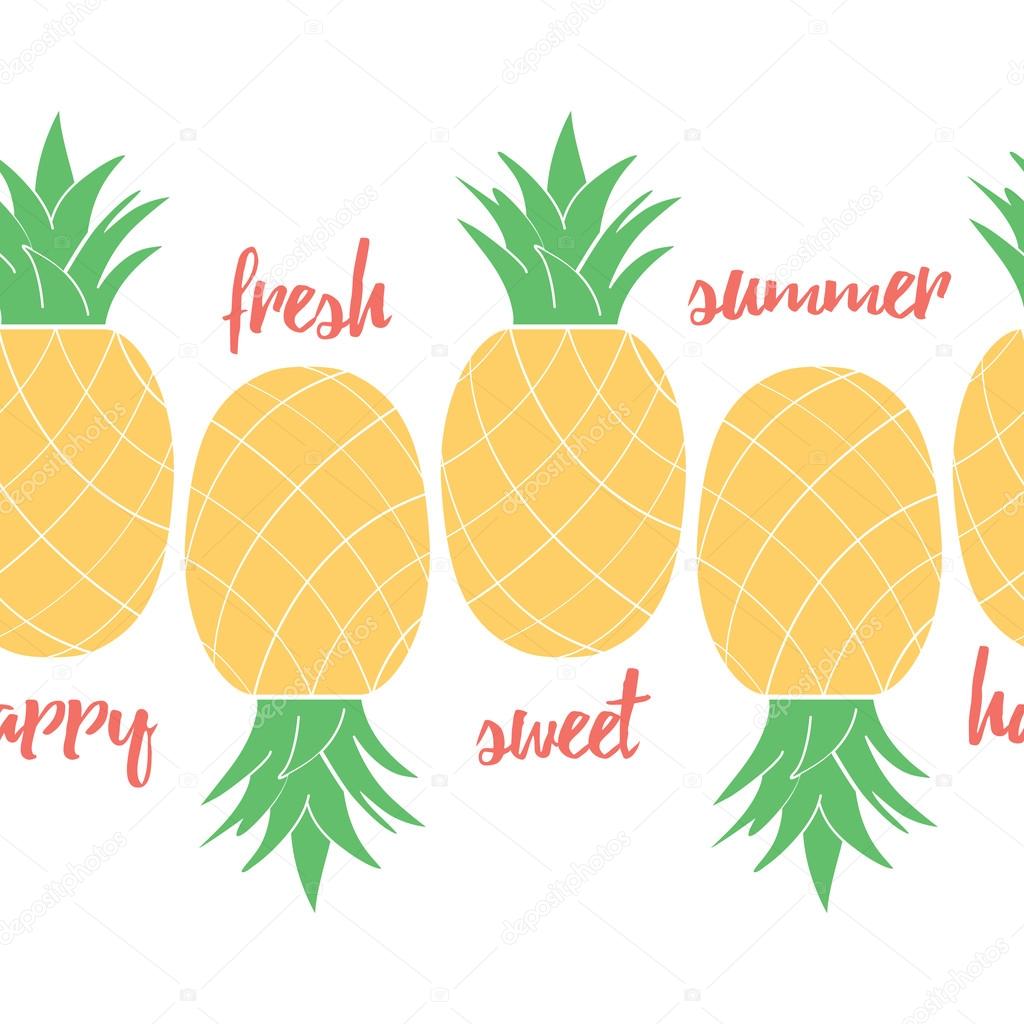 Happy pineapple poster template for summer background design or greeting card.