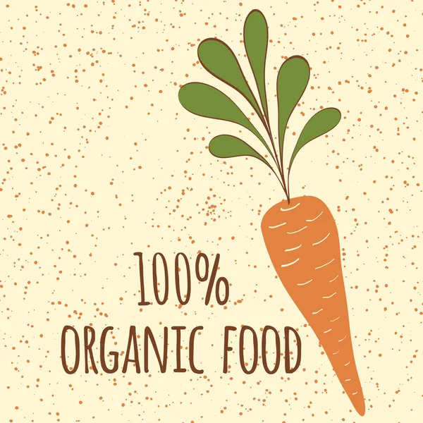 Karotka symbol. Čerstvý zeleninový. Tisk na kreslený design. Organické potraviny. Nápisy. — Stockový vektor