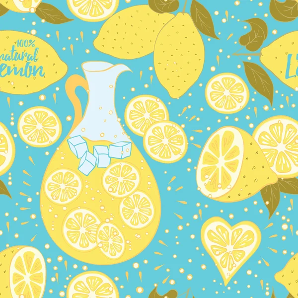 Bezešvé pattern limonádu s rukou nakreslena abstraktní citrusové čerstvé ovoce. — Stockový vektor