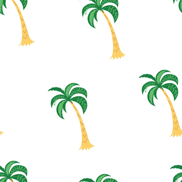 Palm trees. Seamless pattern. Vector illustration on a white background. Swatch inside. — Stock Vector