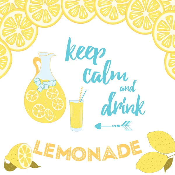 Dizeres positivos de verão. Mantenha a calma e beba limonada . —  Vetores de Stock