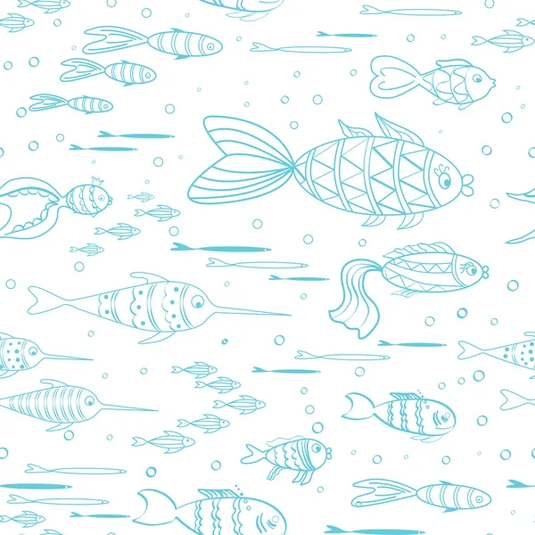 stock vector Seamless sketch fish pattern made in decorative doodle style.