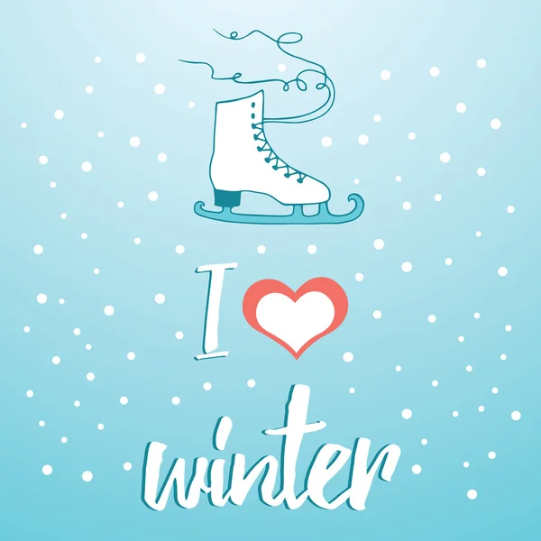 Banner I love winter for Christmas or New Year season. — Stock Vector