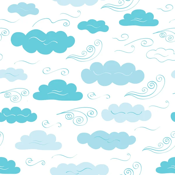 Decorative vector seamless pattern with clouds and winds. — Stock Vector