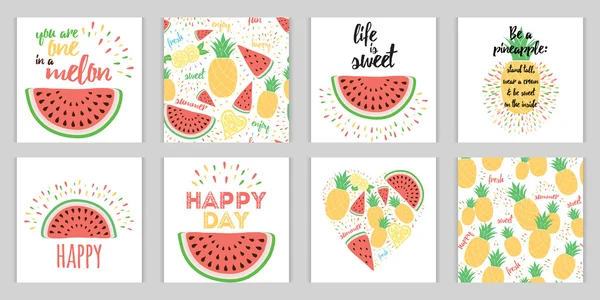 Vector set of Summer holiday banners with inspirational bright quote. — Stock Vector