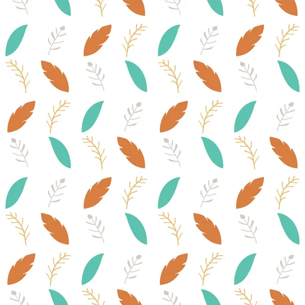 Simple tribal hojas patrón sin costura. Hoja de plumas Boho. Mano dibujar textura. Plantilla naturaleza vectorial. — Archivo Imágenes Vectoriales