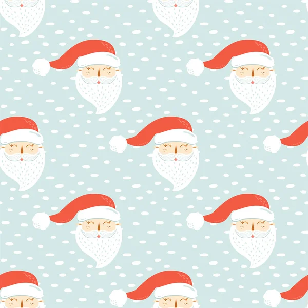 Padrão Pai Natal Fundo Vetorial Natal Desenhos Animados Santa Cabeça — Vetor de Stock