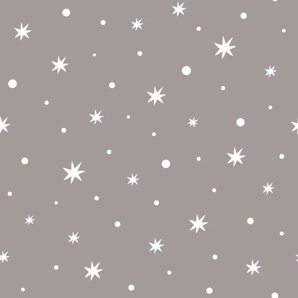 Grey Starry Seamless Pattern Decorated White Stars Dotts Sweet Scandinavian — Stock Photo, Image