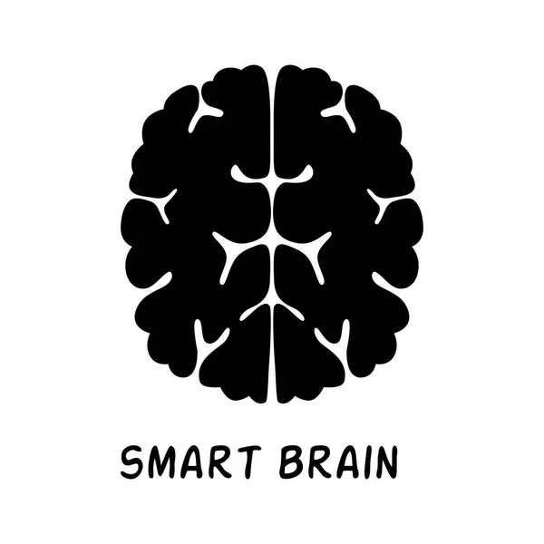 Ícone do cérebro na cor preta Símbolo do vetor do símbolo do cérebro humano isolado no fundo branco. — Vetor de Stock