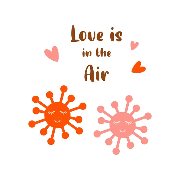 Covid Valentinstag 2021 Zitat. Quarantäne, Coronavirus-Symbole. Rosa isolierte Jahr der Liebe Konzept 2021. Vektor — Stockvektor