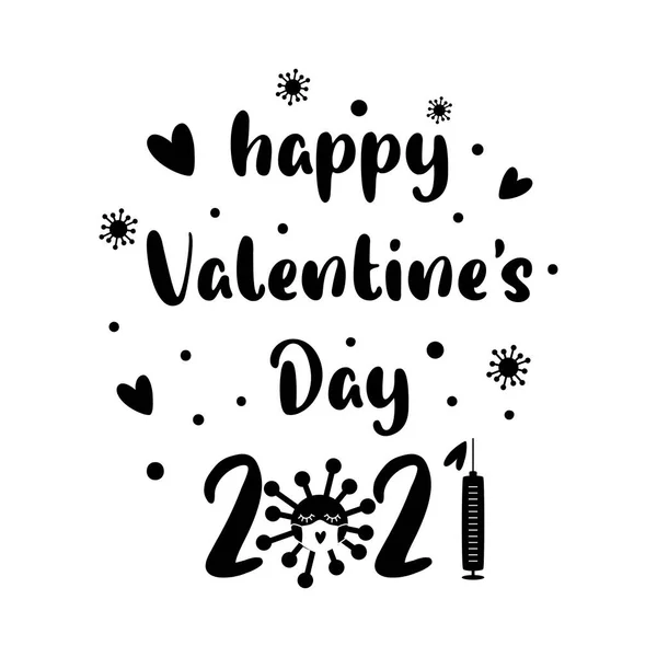 San Valentino Covid Giorno 2021 Quarantena Simbolo Del Coronavirus Nella — Vettoriale Stock