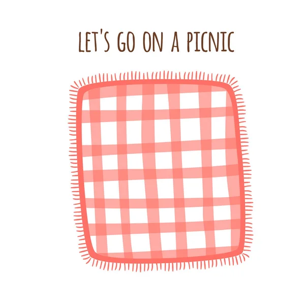 Picnic blanket park isolated Red Gingham tablecloth Outdoors summer picnic background. Checkered plaid — Stock Photo, Image